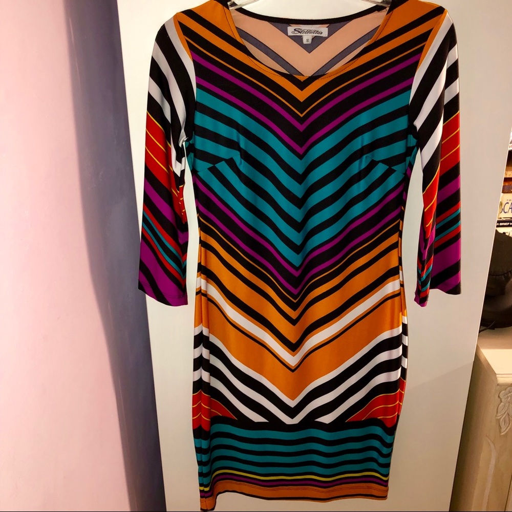 Colorful Stripe Summer Dress with Sleeves